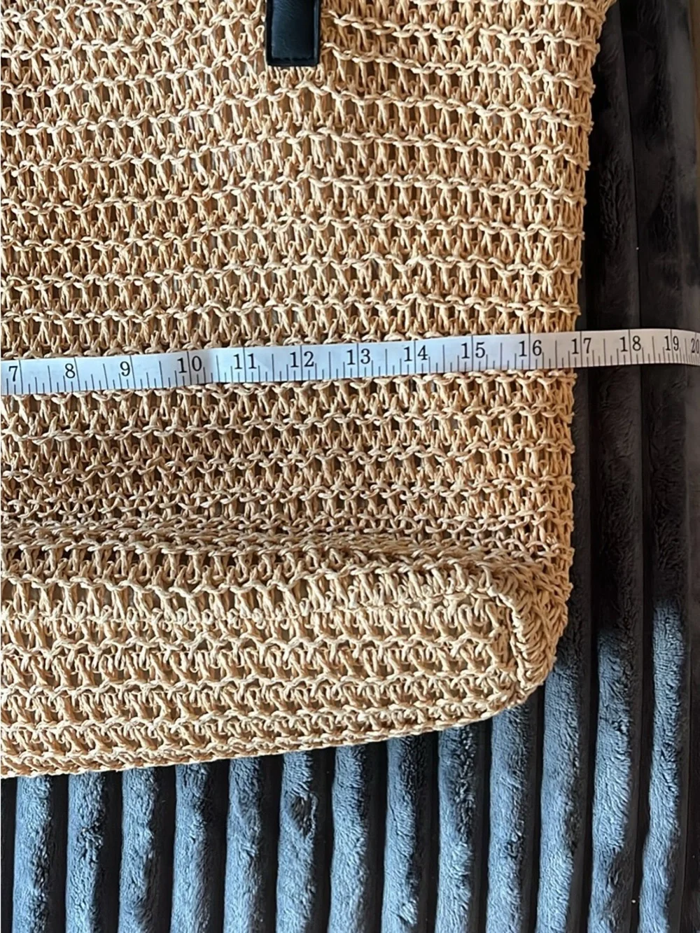 H&M Natural Woven Hobo with Black Handles